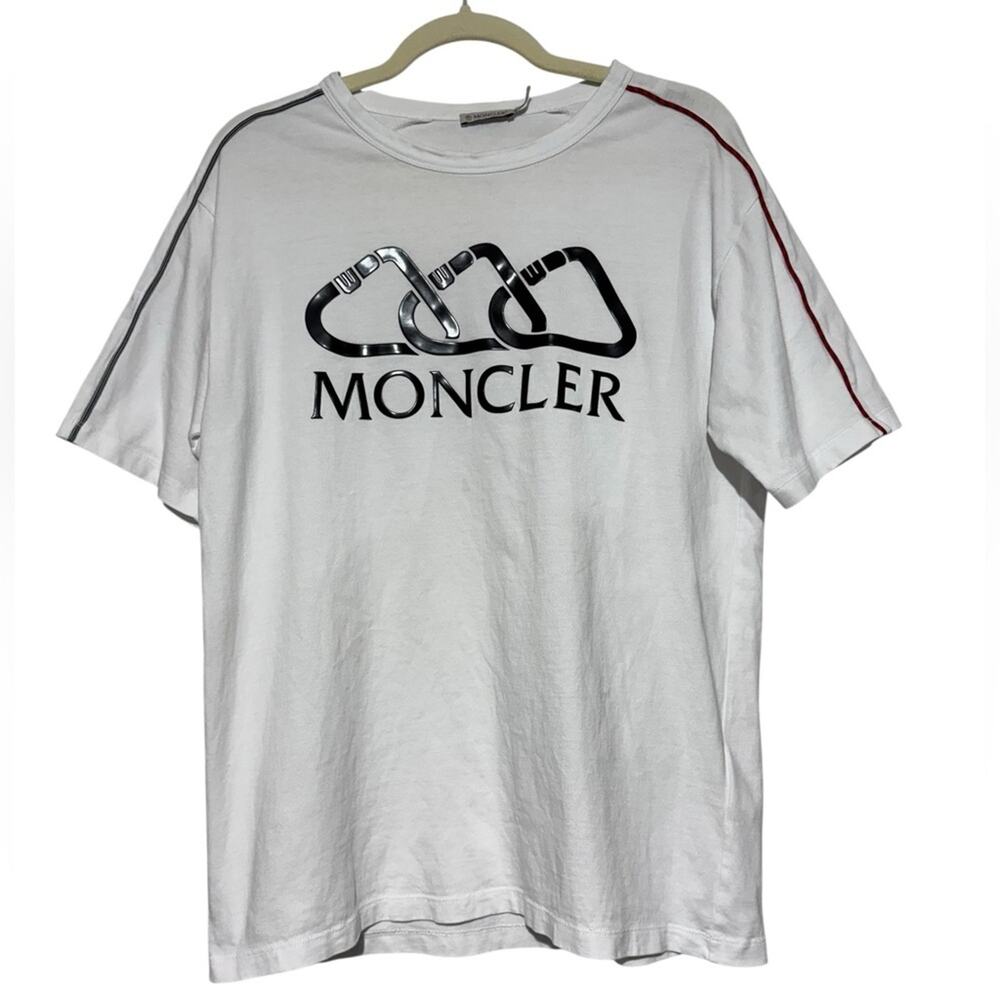 MONCLER‎ White Logo Maglia T-Shirt Men’s Size Medium Designer Luxury Streetwear